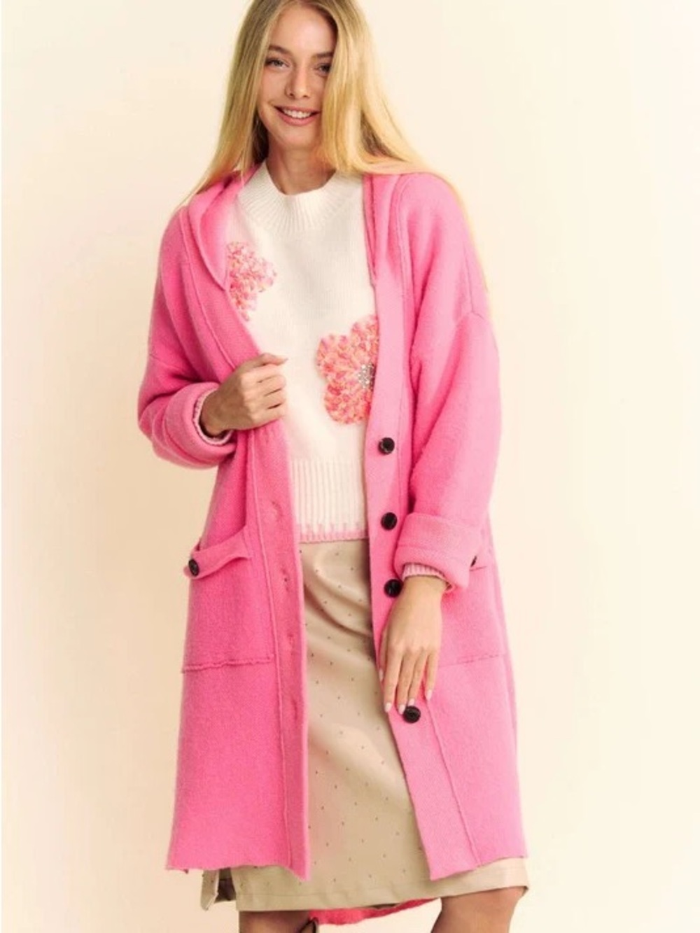 DAVI & DANI Hooded Cardigan Sweater Coat NWT M